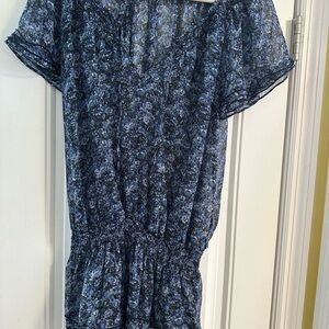 Express Midnight Blue Floral Top